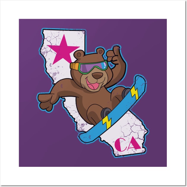 California Republic Bear Snowboarder Snowboarding Wall Art by E